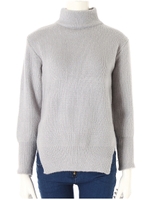 ハイネック裾カットニット/グレー