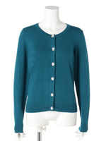 レーヨンアクリルストレッチ12G刺繍釦クルーCD/ブルー