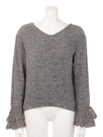 【mystic】リブ袖フリンジニットソー/CML