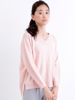 サイドスリットVネックニット/ブラック