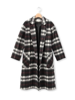 シャギーチェックガウンコート/ブラック(219)