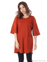 圧縮ウール天竺ワンピース/オレンジ