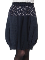 異素材MIXバルーンスカート/ネイビー