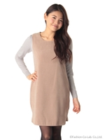 後ろZIPジョーゼットヘムワンピース/グレー