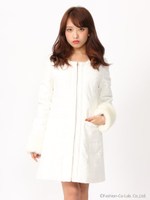 中綿ファー付きコート/ホワイト