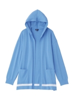 [L]フードつきドロップショルダーカーディガン/ホワイト(001)