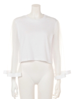 tulle sleeve T-shirt/white