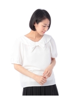 スパンローンリボンブラウス/ホワイト系(002)