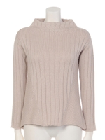 編み切替ボトルネックニット/ベージュ