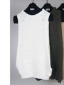 HALF CARDIGAN STICHI SLEEVELESS/カーキ