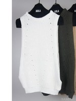 HALF CARDIGAN STICHI SLEEVELESS/カーキ
