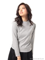 バックジップボトルネックカット/ライトグレー