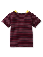 リップルボーダー半袖/ワインレッド(063)
