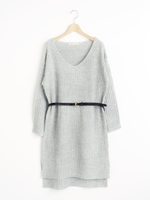 Jベルト付ニットワンピース/L／グレー