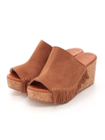 【CASSELINI】フリンジサンダルウエッジ/BLACK