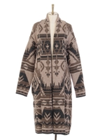 モノトーンナバホジャガード ニットガウン/ブラウン