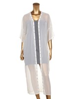 ジョーゼットロングカーディガン/カーキ