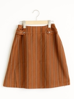 ストライプ台形スカート/キャメル柄