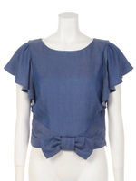 ダンガリークロップドブラウス/ダスティ