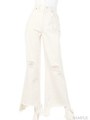 フレアダメージデニムパンツ/WHITE