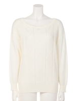 柄編みニット/ホワイト