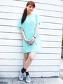 EMBOSS S/S DRESS/ライトグリーン