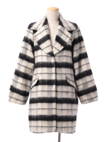 Sチェックコクーンコート/ブラック