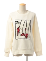 ヒールシシュウウラケトップス/グレー