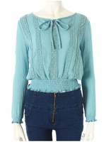 レースブラウジングチュニック/ブルー