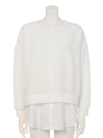 【CASUAL】異素材MIXレイヤードTOPS/ブラック