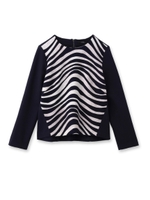 ゼブラ切り替えカットソー/ネイビー(193)