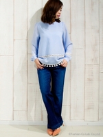 タッセルブラウス/ブルー