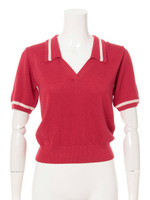 ライン入りポロニット/レッド