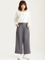 J細ベルト付ワイドパンツ/グレー
