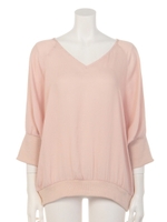 【mystic】シルクタッチVネックプルオーバー/キャメル