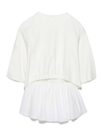 裾布帛Ａラインジャージプルオーバー/WHT