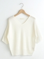 【relaxing line】Vネックドルマンニットプルオーバー/アイボリー