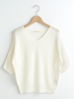 【relaxing line】Vネックドルマンニットプルオーバー/アイボリー
