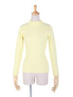 【F&A】釦使いハイネックリブニット/YELLOW
