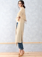 フリンジロングカーデ/ベージュ