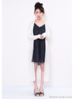 透かし編みパステルロングカーデ/オフホワイト