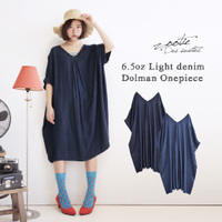 6.5ozライトデニム ドルマンワンピース