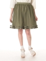 グログランラインチュールスカート/Khaki