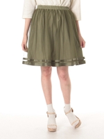 グログランラインチュールスカート/Khaki