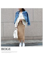 サイドスリット ニットスカート/ピンク