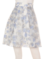 シフォンオーガンジー花柄スカート/クロ