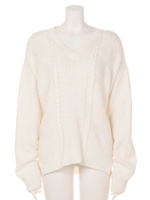 ピグメントケーブルVネックPO/LBLUE