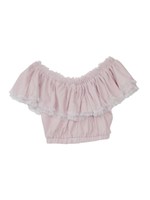 frill offshoulder blouse/white