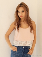 シアーフラワーティアードトップス/ライトイエロー