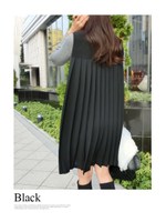 バックプリーツワンピース/ブラック